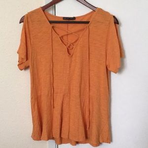 Harlow & Graham orange lace up tee